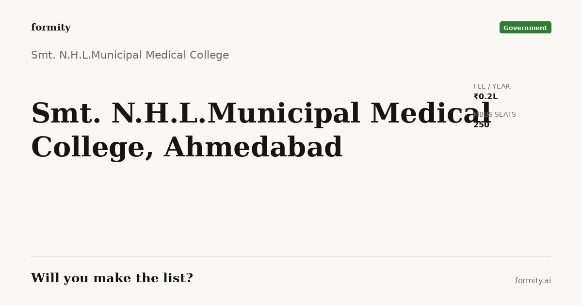 Smt. N.H.L.Municipal Medical College, Ahmedabad — MBBS Cutoff, Fees ...